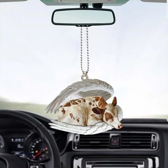 Cow Angel Wings Car Ornament, Cow Christmas Ornament, Cow Sleeping Angel Ornament, Cow Lovers Gift
