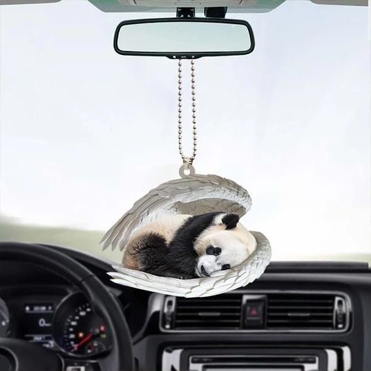 Panda Angel Wings Car Ornament, Panda Christmas Ornament, Panda Sleeping Angel Ornament, Panda Lovers Gift