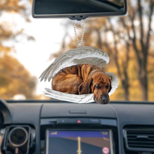Bloodhound Dog Angel Wings Car Ornament, Bloodhound Dog Christmas Ornament, Dog Sleeping Angel Ornament, Dog Lovers Gift