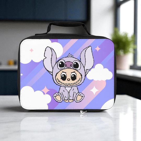 Labubu Stitch-Inspired Cloud Lunchbox | Cute Kawaii Cartoon Bento Bag for Kids
