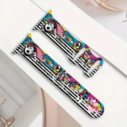 Jack and Sally Apple Watch Band, Nightmare Before Christmas Cartoon Watch Band, Disney Apple Watch Strap
