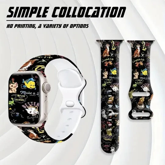 Little Mermaid & Beauty Beast Apple Watch Band, Disney Cartoon Watch Accessory