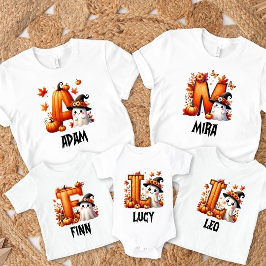 Custom Family Halloween Name Shirts, Personalized 2025 Halloween T-Shirts for Families, Matching Group Halloween Shirts