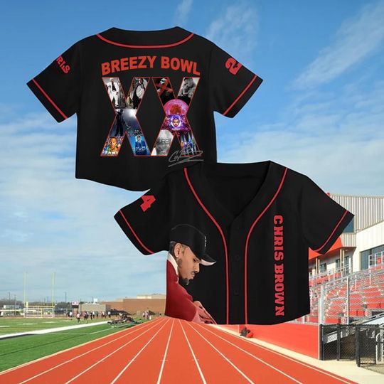 Chris Brown 2025 Crop top Football Jersey Full Mesh, Breezy Bowl XX Concert 2025, Chris Brown Merch,Country Music