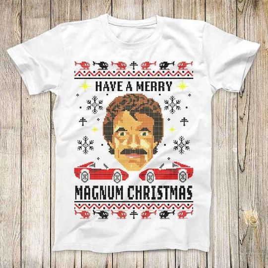 Magnum PI Christmas Tom Selleck T-Shirt Men Women Unisex Holiday Tee