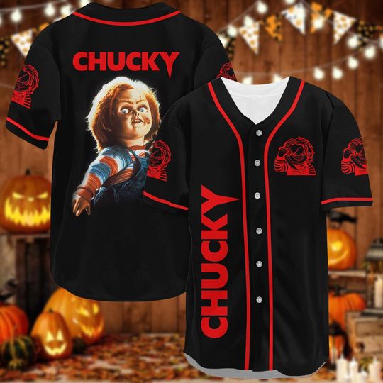 Halloween Chucky Baseball Jersey, Child's Play Movie Jersey, Horror Movie Baseball Shirt, Killer Jersey