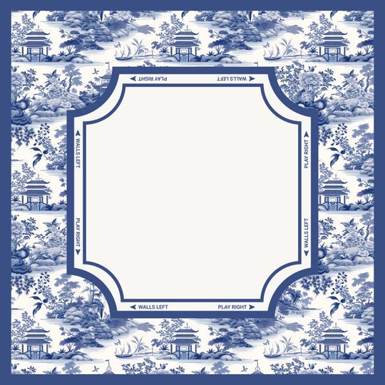 Mahjong Mat Chinoiserie Style | Mahjong Gift Mat + Storage Bag | Neoprene Non-Slip Game Mat in Navy Blue