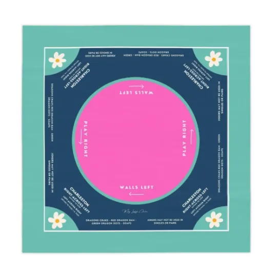 Colorful Daisy Design Mahjong Mat, Smooth & Durable Play Surface