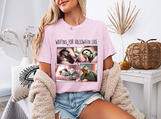 Halloween Horror Movie Characters T-Shirt, Freddy, Jason, Michael Myers, Pennywise