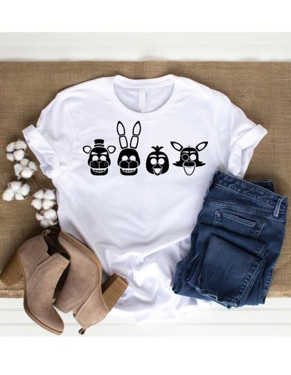 Adult Five Nights at Freddy's T-Shirt with Freddy, Bonnie, Chica, and Foxy Graphics
