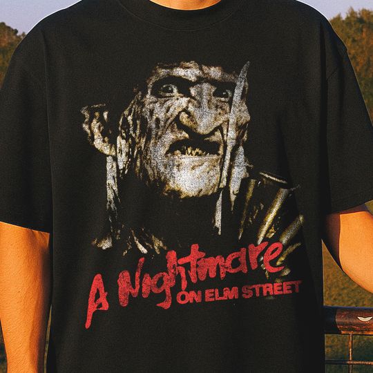 Freddy Krueger T-Shirt Vintage Nightmare on Elm Street Graphic Tee, Retro Horror Movie Shirt, 80s Slasher Cult Merch