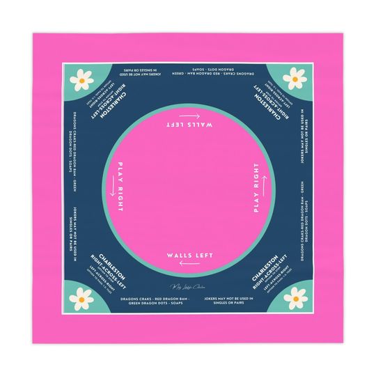 Bold Pink Daisy Design Mahjong Mat - Mahjong Fans