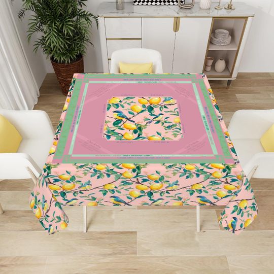 Citrus Mahjong Mat with Rules - Mahjong Table Cloth with Charleston Quick Guide