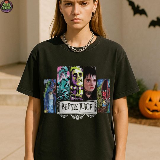Beetlejuice Halloween T-Shirt, Never Trust The Living Shirt, Its Showtime Movie Tee