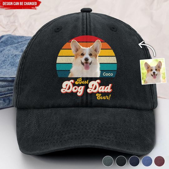 Retro Best Dog Dad Ever - Personalized Dog Dad Cap, Hat For Dog Owner, Summer Baseball Hat,Custom Dog Baseball Cap, Dog Lover Gift