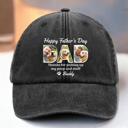 Custom Photo You're Pawsome, Even When I'm A Mess - Family Personalized Washed Denim Baseball Cap - Father's Day, Gift For Pet Lovers