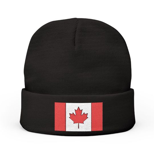 Canada Flag Embroidered Knit Hats - Cozy Winter Hat, Embroidered Beanie for Canadians, Gift for Holidays, Outdoor Activities, Sports