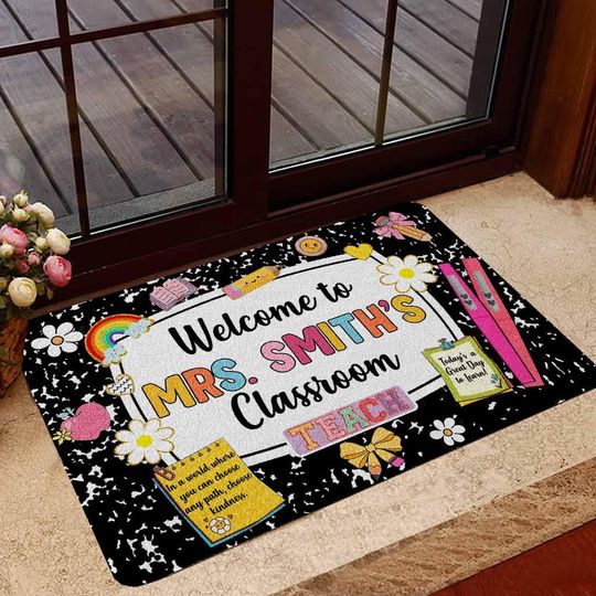 Personalized Teacher Name Doormat, Classroom Decoration