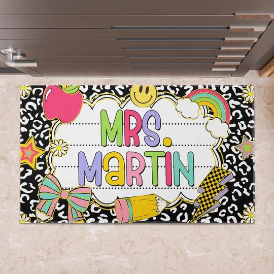 Personalized Teacher Classroom Door Mat, Welcome Classroom Custom Doormat