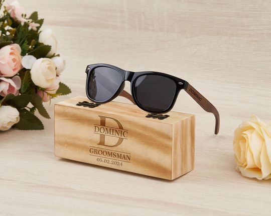 Custom Wooden Sunglasses, Personalized Groomsmen Gifts, Best Man Proposal Idea