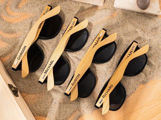 Personalized Wooden Sunglasses, Groomsmen Sunglasses, Custom Engraved Sunglasses