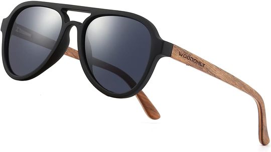 Aviator Wood Polarized Sunglasses - Designer Style Wooden Shades for Birthday