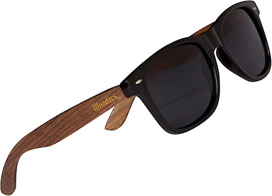 Woodies Walnut Wood Sunglasses with Black Polarized Lens and Real Wooden Frame