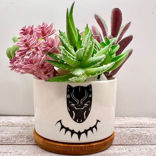 Black Panther Wakanda Forever T'Challa Shuri Inspired Plant Pot