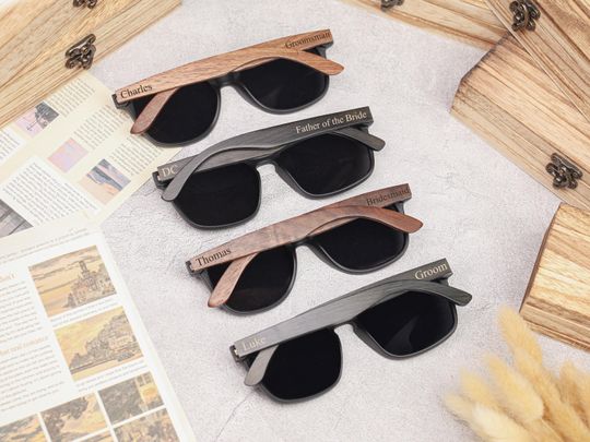 Personalized Engraved Sunglasses With Box, Custom groomsmen sunglasses