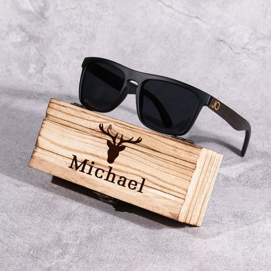 Personalized Engraved Wooden Sunglasses With Box | Custom Groomsmen Sunglasses Gifts