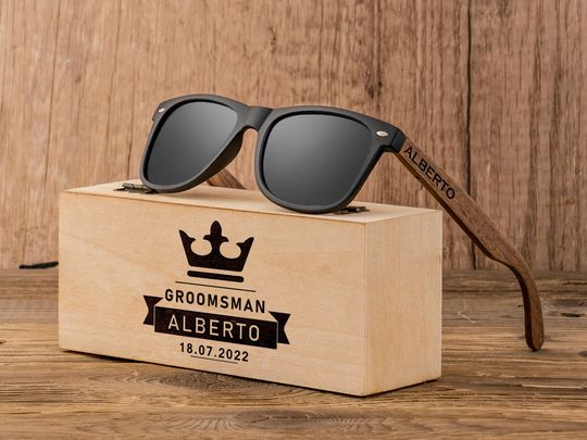 Personalized Wooden Sunglasses, Groomsmen Gifts, Custom Engraved Sunglasses