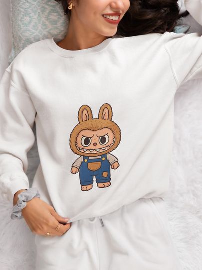 Labubu Sweatshirt | Kawaii Monster Graphic Sweater | Cute Labubu Clothes | Oversized Cartooncore Hoodie Alternative | Labubu Outfit Gift