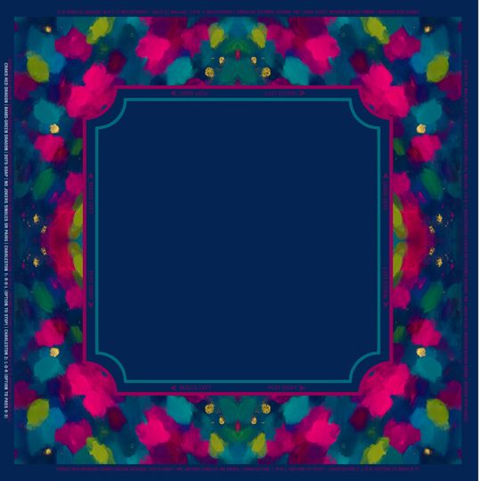Mahjong Mat  Caroline Navy | Elegant Deep Blue Game Mat with Botanical Border
