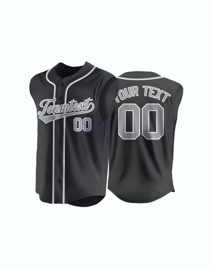 Custom Button Down Sleeveless Baseball Jersey Print Personalized Baseball Shirts