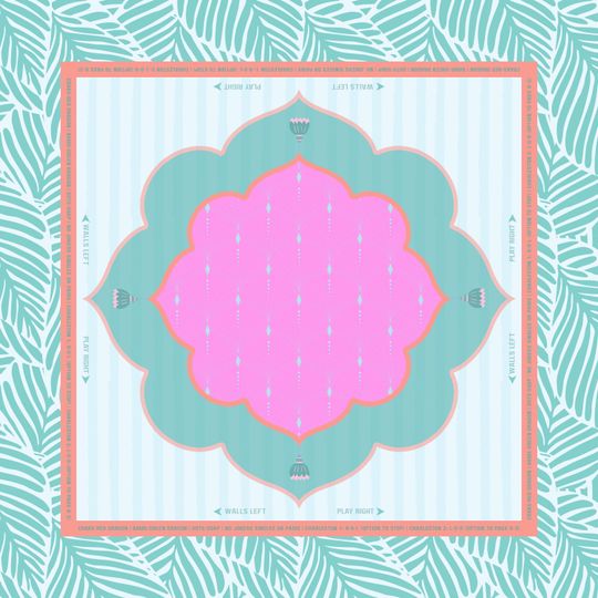 Mahjong Mat  Palm Breeze | Preppy Tropical Mahjong Game Mat in Teal & Pink | Neoprene Mat