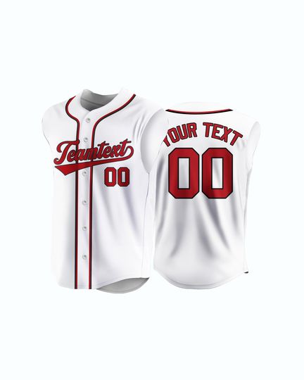 Custom Button Down Sleeveless Baseball Jersey Print Personalized Baseball Shirts