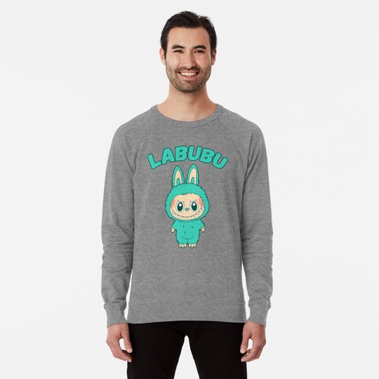 labubu whole body and peeker design green Lightweight Sweatshirt