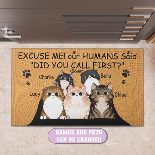 Personalized Cat Doormat, Pet Doormat, Custom Cat Doormat