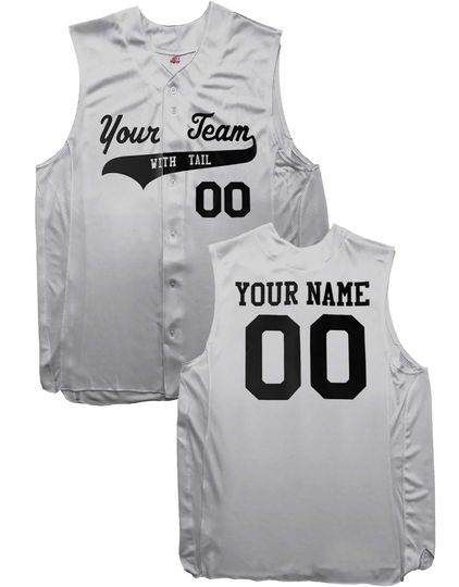 Custom Button Down Sleeveless Baseball Jersey Print Personalized Baseball Shirts