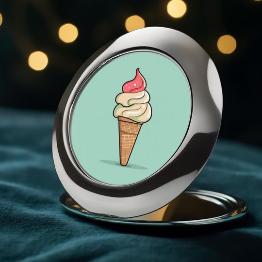 Cute Ice Cream Compact Travel Mirror, Gift For Her
