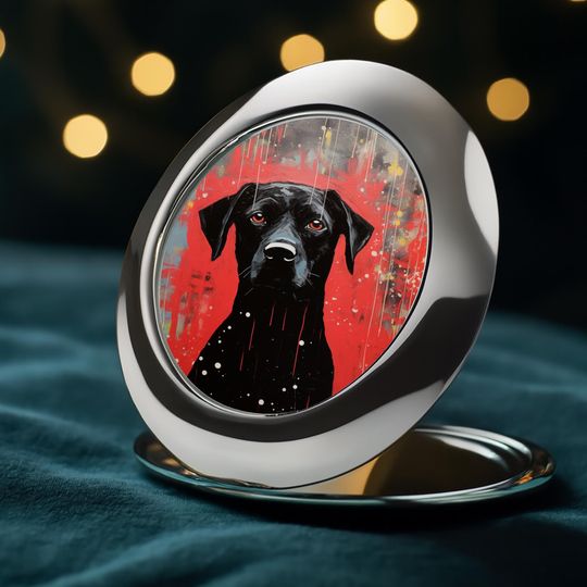 Cute Dog Compact Travel Mirror, Gift For Her