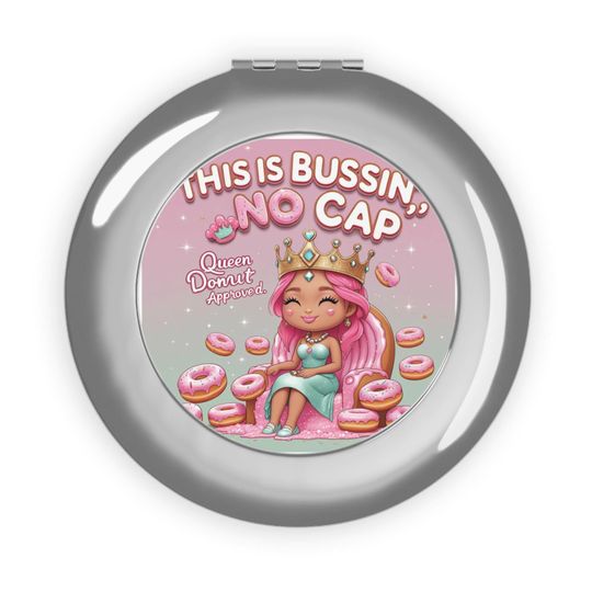 This is Bussin, No Cap Compact Travel Mirror, Gift For Her