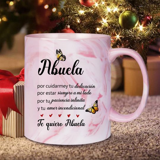 Abuela Gift Marble Mug, Farmhouse Home Decor,Grandmother Grandma Abuela Birthday Mother's Day Gifts