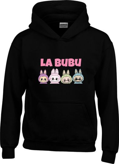 Labubu Characters Hoodie, Kawaii Bunny Monster Top, Funny Creepy Critters Pullover, Soft Coquette Aesthetic Top, Unisex Adult Kids Hood Top.