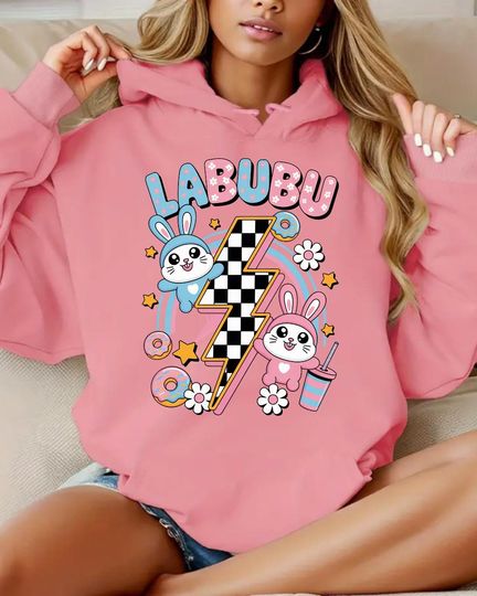 Labubu Hoodie, Cute Bunny, Anime Style Shirt, Labubu Shirt, Y2K Harajuku Style, oversized hoodie, Cartoon Tee, Harajuku bunny sweatshirt
