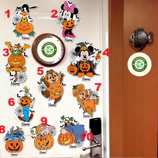 Personalized Disney Pumpkins Halloween On The High Seas Magnets, Mickey and Friends Halloween Cruise Door Magnet Cruise Ship Stateroom Door