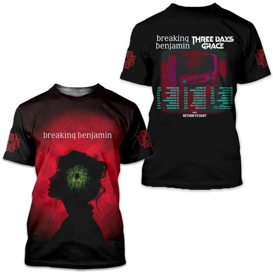 Breaking Benjamin Three Days Grace 2025 Tour 3D T-Shirt