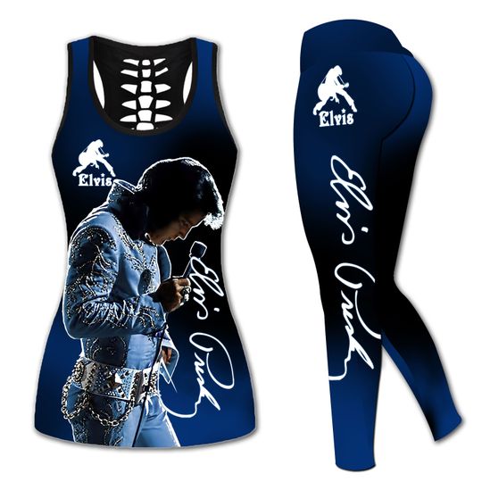 Elvis Presley Hollow Tank Top and Leggings Set