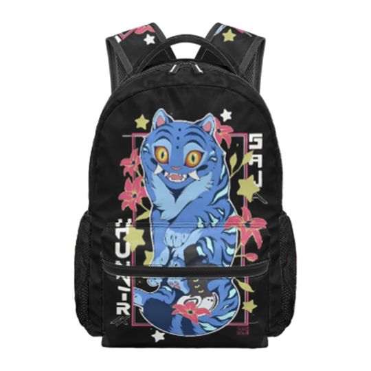 KPop Demon Hunters Huntrix Blue Tiger Backpack for Men Women Casual Laptop Daypack