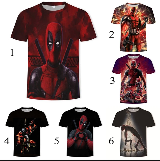 Kids Adults 3D Marvel Deadpool Casual Short Sleeve T-Shirt Tee Top Gifts
